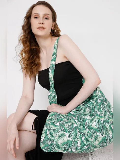 Green Organic Cotton Tropical Tote Bag