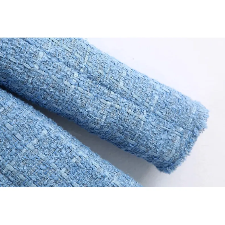 Tweed Women Elegant Blue Blazers